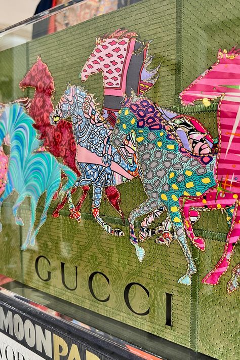 26x12 Gucci Parade All artwork and home decor are considered final sale and may not be returned or exchanged. Gucci Decor Home, Mezon Decoration, Gucci Window Display, Gucci Home Decor, Gucci Prints, Hermes Pattern, Office Eclectic, Gucci Decor, Gucci Home