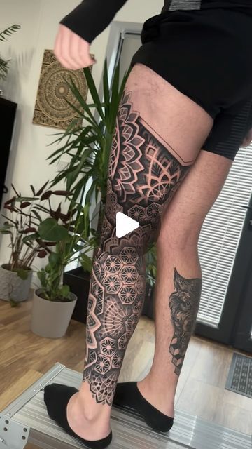 Dom Joel on Instagram: "Repost of this leg sleeve. Mostly healed but some fresh shading.  . . Tattooed at my private studio in North Devon, United Kingdom using @geometricatattooapp @bishoprotary  @killerinktattoo @criticaltattoosupply @spirittattooproducts @empireinks @tattooarmourpro @eclipse.tattooink  . . #geometric #geometrictattoo #geometry #dotwork #dotworktattoo #dotworkmandala #mandala #mandalatattoo #mandalaart #blackwork #blackworktattoo #tattoo #tattoos #tattooideas #uktattoo #uktattooartists #tattoodesign #artistoninstagram #art #bodyart #devon #northdevon #ornamental #ornamentaltattoo #braunton #barnstaple #northdevon #devon #sleeve #tattoosleeve #legsleeve #fullsleevetattoo" Dot Work Mandala, Full Sleeve Tattoo, Leg Sleeve, North Devon, Dot Work Tattoo, Leg Sleeves, Mandala Tattoo, Blackwork Tattoo, Instagram Repost