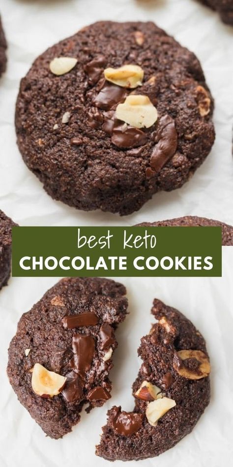 Keto Chocolate Cookies, Chocolate Cookie Recipes Easy, Quick Keto Dessert, Triple Chocolate Cookies, Keto Cookie Recipes, Butter Brownies, Quick Dessert, Double Chocolate Chip Cookies, Keto Chocolate Chips