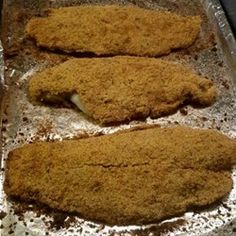 Oven-Fried Catfish - Allrecipes.com Catfish Recipes Baked, Oven Baked Catfish, Baked Catfish Recipes, Fried Catfish Recipes, Baked Catfish, Catfish Recipe, Oven Fried Fish, Southern Fried Catfish, Fish Batter Recipe