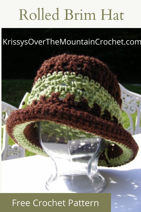 This rolled brim hat is so nice and can be styled in so many different ways. Change the colors to show your own spirit! Rolled Brim Crochet Hat Pattern, Crochet Rolled Brim Hat Free Pattern, Crochet Earflap Hat, Mountain Crochet, Crochet Snood, Making Hats, Crochet Hat With Brim, Crochet Baby Hat Patterns, Earflap Hat