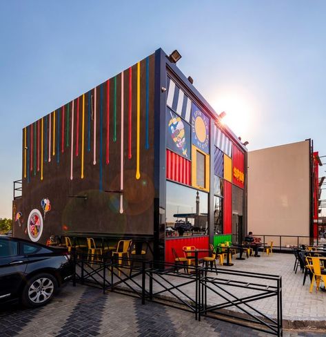 Restaurant Facade, Mobile Shop Design, Resturant Design, Container Restaurant, Shopping Mall Architecture, Daycare Design, Container Cafe, Outdoor Restaurant Design, Restaurant Exterior