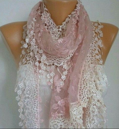 Style Scarf, Pink Scarf, Mode Boho, Women Fashion Accessories, Frou Frou, Linens And Lace, Lace Scarf, Cowl Scarf, Fall Accessories