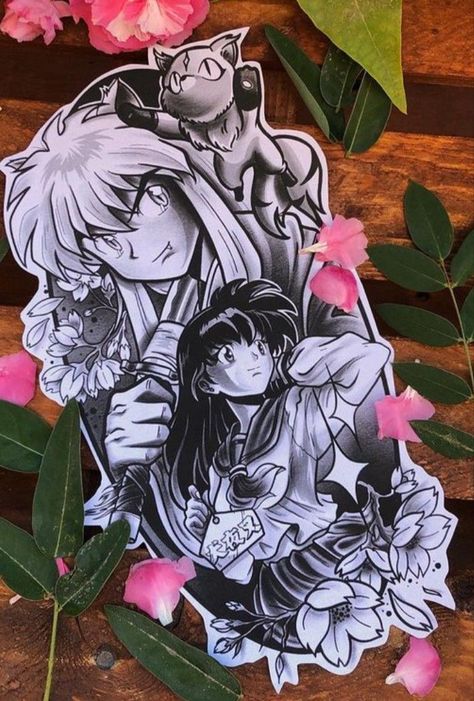 #CoolTattoos #TattooArt #InkMaster #TattooDesigns #InkedUp #TattooLovers #InkInspiration #TattooIdeas #CreativeInk #TattooStyle Inuyasha Sleeve Tattoo, Inuyasha And Kagome Tattoo Ideas, Inuyasha Kagome Tattoo, Inuyasha Tattoo Design, Inuyasha Lineart, Inuyasha And Kagome Tattoo, Inuyasha Tattoo Ideas, Inuyasha Tattoo, Shen Long Tattoo