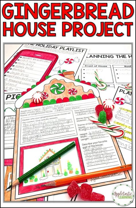 Christmas writing prompts and Christmas math are fun and easy with this awesome Christmas project based learning unit. Use the activities with 4th grade, 5th grade, and middle school students during the holiday season. The worksheets, projects, ideas, and printables in this Design a Gingerbread House unit make the perfect Christmas PBL activities. The finished Christmas writing activity makes a great holiday bulletin board. #pbl #4thgrade #5thgrade Gingerbread Writing Activities, Eld Activities, Winter Comprehension, Christmas Reading Activities, Christmas Homeschool, Christmas Writing Activities, Christmas Writing Prompts, December Writing, Holiday Writing