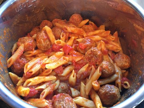 Easiest Instant Pot Pasta and Meatballs Penne And Meatballs, Pasta And Meatballs, Instant Pot Meals, Instant Pot Pasta, Meatball Pasta, Meatballs Easy, Frozen Meatballs, Meatballs Recipe, Stuffed Pasta Shells