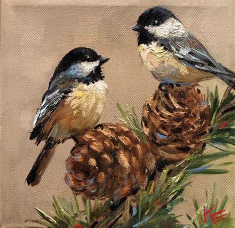 Krista Eaton Gallery of Original Fine Art Krista Eaton, Chickadee Art, Bird Painting Acrylic, Diy Paint By Numbers, Bird Watercolor Paintings, Christmas Paintings On Canvas, Mini Diy, Chickadees, Art Daily