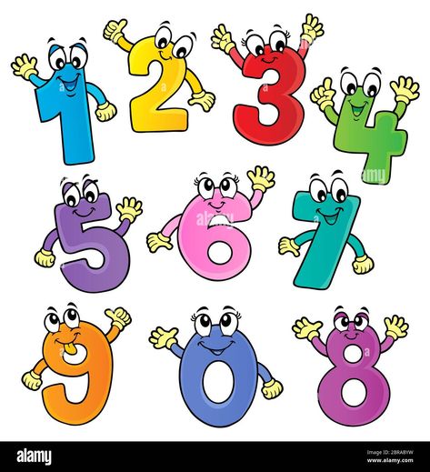 Download this stock image: Cartoon numbers theme set 2 - picture illustration. - 2BRABYW from Alamy's library of millions of high resolution stock photos, illustrations and vectors. Cartoon Numbers, School Wall Art Ideas, Cute Fonts Alphabet, Preschool Number Worksheets, Alphabet Crafts Preschool, Preschool Designs, Kids Worksheets Preschool, Alphabet Crafts, Alphabet Activities Preschool