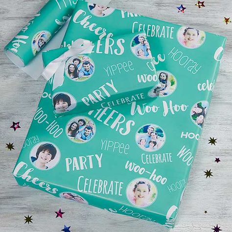 Collage Wrapping Paper, Personalized Christmas Wrapping Paper, Gift Wrapper Design, Photo Collage Board, Wrapper Design, Six Photos, Vintage Birthday Wrapping Paper, Cute Gift Wrapping Ideas, Personalised Wrapping Paper