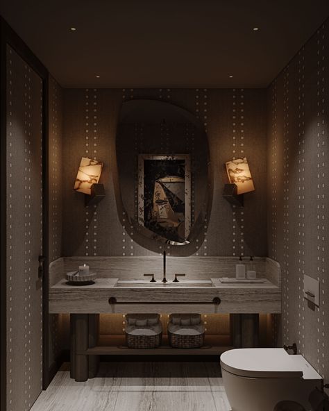 Istinye G House // Powder room :: Behance Bathroom Sanitary, Restroom Design, Gray Bathroom, Toilet Design, Grey Bathrooms, Bathroom Space, Bath Design, Interior Design Studio, Luxury Bathroom