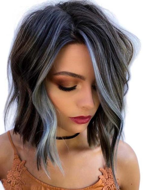 Sensational Blue Sky Balayage Bob Haircuts for 2018 Brunette Foilayage, Underlights Hair, Vlasové Trendy, Balayage Blonde, Gray Hair Highlights, Short Hair Balayage, Rose Hair, 짧은 머리, Trending Haircuts