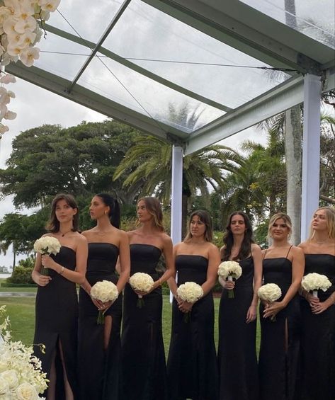 Guest Wear Black To Wedding, Old Money Wedding Venue Aesthetic, Black Bridesmaid Dresses Aesthetic, Old Money Wedding Aesthetic Bridesmaid, Backyard Italian Wedding, Old Money Wedding Bridesmaids, Old Money Weddings, Old Money Bridesmaid Dresses, Rich Wedding Aesthetic