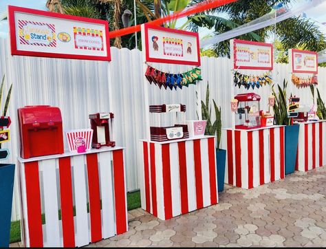 Carnival Game Booth Diy, Circus Booth Ideas, Carnival Selfie Booth, Guessing Booth Carnival, Guessing Booth Carnival Game, Carnival Birthday Party Photo Booth, Carnival Photo Backdrop Ideas, Booth For School Fair, Prize Booth Ideas