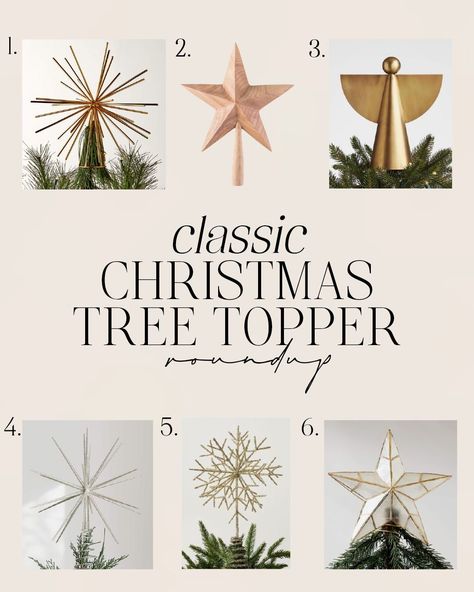 Check out our mood board of tree toppers that would match almost any aesthetic to complete your tree's look. Christmas tree, holiday decor, Christmas tree ideas, neutral Christmas tree, Christmas decor, Christmas tree themes, neutral Christmas decor. Neutral Christmas Tree, Star Christmas Tree, Coastal Christmas Decor, Neutral Christmas Decor, Tree Themes, Neutral Christmas, Decor Christmas Tree, Classic Christmas Tree, Christmas Mantle Decor