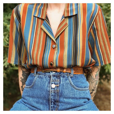 Vintage 90’s oversized boxy lightweight stripedDepop button up shirt outfit buttonupshirtoutfit Striped Tshirt Outfits, Button Up Shirt Outfit, Oversized Shirt Outfit, Striped Tshirt, Outfits 90s, Streetwear Aesthetic, Aesthetic Ideas, Button Up Blouse, Tshirt Outfits