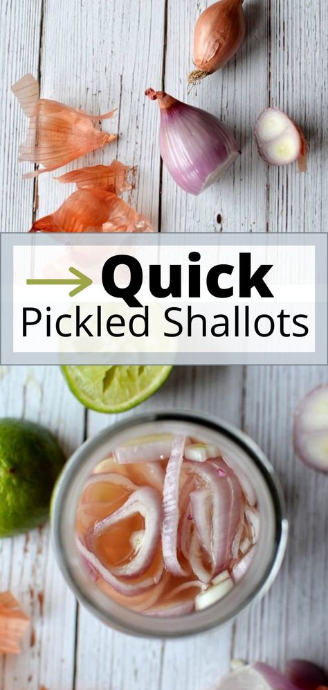 Pickled Shallots Recipes, Pickled White Onions, Apple Cider Vinegar And Honey, Meat Tacos, Shallots Recipe, Shallot Recipes, Pickled Shallots, How To Cut Onions, Burger Salad