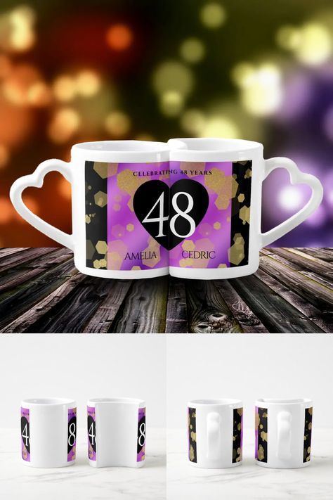 Elegant 48th Amethyst Wedding Anniversary Coffee Mug Set 48th Wedding Anniversary, 47th Wedding Anniversary, 6th Wedding Anniversary, Amethyst Wedding, Coffee Mug Sets, Amethyst Purple, Purple Backgrounds, Mugs Set, Wedding Anniversary Gifts