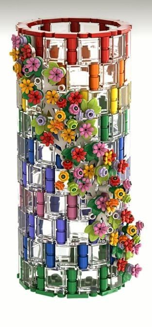 Lego Flower Display Ideas, Lego Gnome, Lego Greebling, Lego Art Floral, Lego Flower Decor, Lego Vase Instructions, Lego Candle Holder, Lego Botanical Garden, Lego Diy Projects