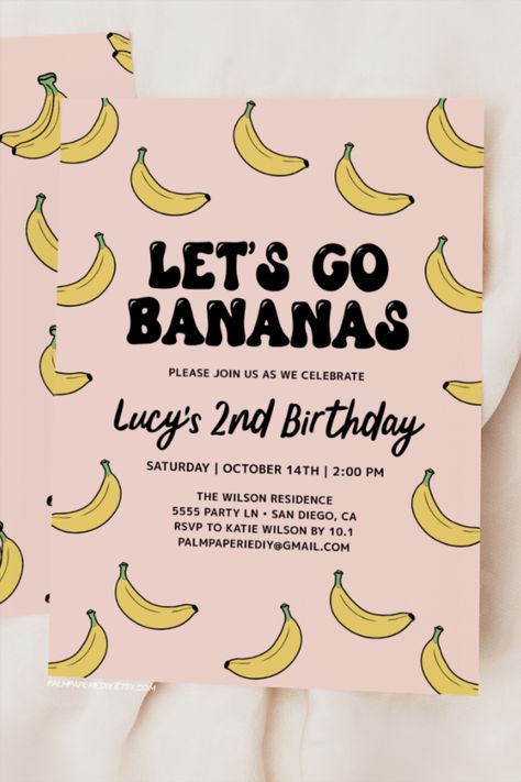 Banana Birthday Party, Banana Birthday, Banana Party, Girls Birthday Party Themes, Monkey Girl, Go Bananas, Theme Birthday Party, Girl Birthday Party, 9th Birthday