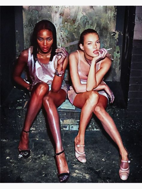 "NAOMI CAMPBELL AND KATE MOSS  " Sticker for Sale by SHANEDSN Kate Moss 90s Aesthetic, Kate Moss And Naomi Campbell, Kate Moss And Naomi, Kate Moss 90s, Famous Lifestyle, Moss Art, Quirky Art, Poster Room, Autumn Fits