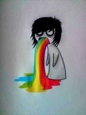 Beats poopin Rainbows! Rainbow Drawing, Hippie Painting, Emo Goth, Emo Scene, Vintage Postcards, Popular Memes, Dark Art, Pluto The Dog, Drawing Sketches