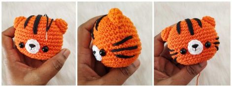 Amigurumi Tiger, Tiny Amigurumi, Crochet Tutorial Pattern, Cute Amigurumi, Crochet Backpack, Pineapple Crochet, Tiger Pattern, Crochet Amigurumi Free Patterns, Beginner Crochet Projects