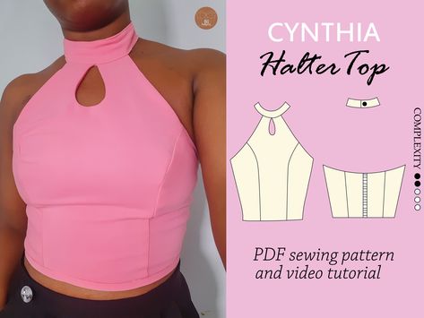 CYNTHIA Halter Top Sewing Pdf Digital Pattern, Summer Top Pattern, Halter Summer Top Sewing Pattern, Keyhole Top Pattern, Turtle Neck Top - Etsy Backless Top Pattern, Summer Top Sewing Pattern, Summer Top Sewing, Halter Neck Top Pattern, Halter Top Sewing, Summer Halter Tops, Halter Top Pattern, Summer Top Pattern, Modern Sewing Patterns