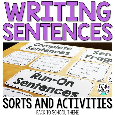 Activities For Back To School, Teaching Sentences, Sentence Writing Activities, Sentence Fragments, Writing Complete Sentences, Run On, Complete Sentence, Sentence Activities, Run On Sentences