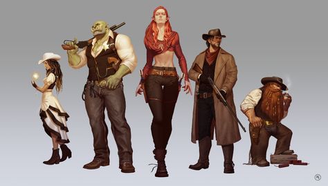 ArtStation - WILD WEST FANTASY CHARACTERS Cowboy Character Design, Black Comics, West Art, Fantasy Monster, Modern Fantasy, Fantasy Concept Art, Urban Fantasy, Fantasy Inspiration, Fantasy Games