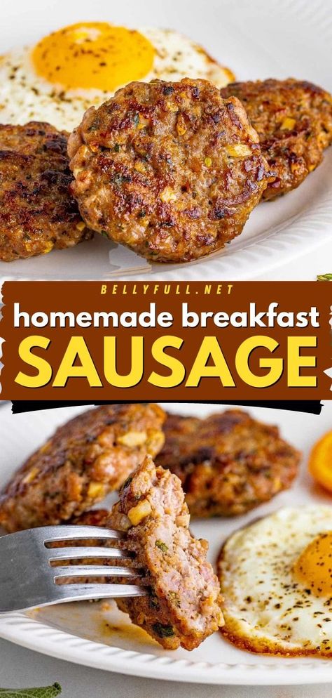 The BEST Homemade Breakfast Sausage! With that classic sweet but savory flavor, these sausage patties are an easy breakfast idea everyone will love. This low-carb recipe is also keto, gluten-free, and dairy-free! Breakfast Patties, Homemade Breakfast Sausage Recipe, Breakfast Sausage Patties, Pork Breakfast Sausage, Homemade Breakfast Sausage, Breakfast Sausage Recipes, Sausage Patties, Healthy Oatmeal Recipes, Breakfast Casserole Easy