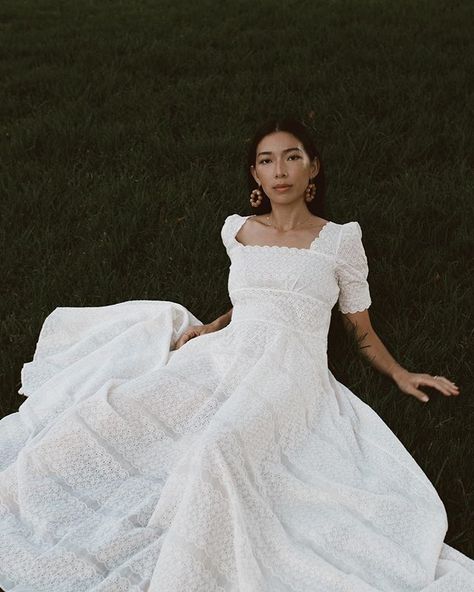 Stephanie Liu Hjelmeseth (@honeynsilk) • Instagram photos and videos White Cottagecore Dress, Eyelet Wedding Dress, Southwestern Wedding, Cottagecore Wedding, White Eyelet Dress, Cottagecore Dress, Modest Wedding, Eyelet Dress, Wedding Story