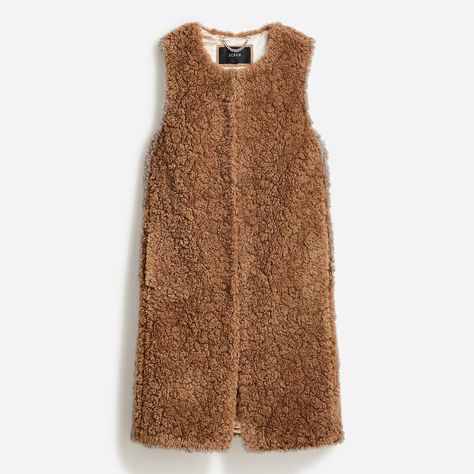 J.Crew: Long Vest In Recycled Sherpa For Women Winter Shopping, Sherpa Vest, Long Vest, Style Inspiration Winter, Long Vests, Old Clothes, Jcrew Women, Women's Coats & Jackets, Women's Coats