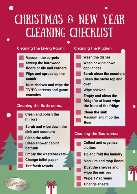 Check out and save our custom Christmas & New Year Cleaning Checklist. It’ll save you time in planning the busiest time of the year. It’ll help you organize your chores and properly prepare for the Holidays. The checklist is multipurpose as you can use it both as before and after the holidays cleaning guide. Don’t stress, follow the plan and welcome the holidays with a smile! New Years Cleaning Checklist, New Year Cleaning List, Cleaning For The Holidays, New Year Cleaning, Cleaning Lists, Carpet Wash, Christmas Cleaning, Holiday Cleaning, The Checklist