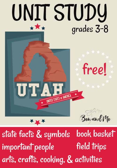 Free! Utah Unit Study - Ben and Me History Lesson Plans, 4th Grade Social Studies, Social Studies Elementary, Book Baskets, Unit Studies, Homeschool History, History Projects, Unit Study, History Lessons