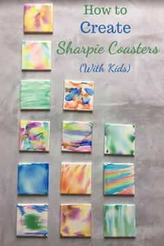 Art On Tiles Projects, Coasters Out Of Tiles, Permanent Marker And Alcohol Art, Sharpie And Alcohol Art Tile Coasters, Mothers Day Coasters Diy, Tiles Crafts Ideas, Sharpie Coasters, Tile Art Projects, Ceramic Tile Crafts