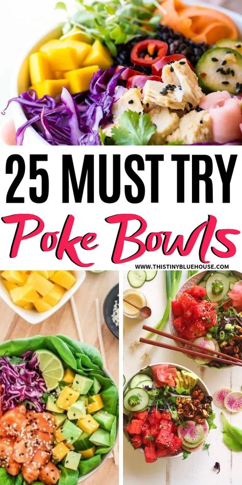 Are looking for some delicious, gorgeous and easy Poke bowl inspiration? Here are over 20 crazy delicious poke bowls that offer up a healthy meal in a snap. Power Bowl Recipe, Poke Bowl Recipe, Healthy Bowls Recipes, Flexitarian Diet, Poke Bowls, Lunch Bowl, Healthy Bowls, Keto Foods, Carb Meals