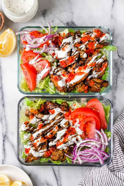 Halal Chicken Salad, Halal Meal Prep, Skinnytaste Lunch, Mediterranean Entrees, White Sauce Recipes, Halal Food, Skinnytaste Recipes, Healthy Food Inspiration, Monk Fruit