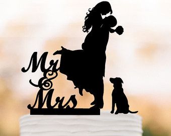 Rustic Wedding Cake Topper With Dog Silhouette Cake Topper Pooh Wedding, Wedding Cakes Toppers, Family Wedding Cake Toppers, Cake Topper With Dog, Cake Elegant, Wedding Toppers, Sunrise Wedding, Funny Wedding Cakes, Bride And Groom Silhouette