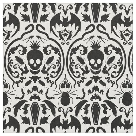 Victorian Fabric, Skull Snake, Spider Halloween, Damask Fabric, Decal Ideas, Goth Home, Art Skills, Stencil Patterns, Skull Wallpaper