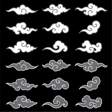 Japan Cloud, Japanese Cloud Tattoo, Chinese Clouds, Shape Icon, Cloud Shape, Cloud Tattoo, Art Japan, Cloud Vector, Posca Art