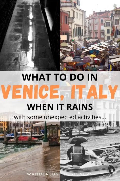 What to do in Venice when it rains? | Rainy days in Venice doesn't mean boredom - there are many things to do in Venice when it rains! Check out some examples in this article! | Venice in the rain | raining in Venice | Venice italy rain | rainy venice Italy In The Rain, Venice In The Rain, Venice In November, Italy Rain, Doge Of Venice, Rainy Outfit, Rome Travel Guide, Tuscany Travel, Visit Venice