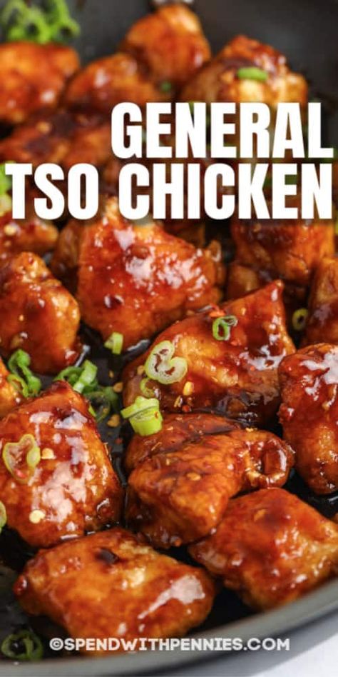 General Tao Chicken, Recipes Chinese, General Tso's Chicken, Fried Rice Recipe Easy, Tso Chicken, General Tso Chicken, General Tso, Chicken Easy, Spend With Pennies