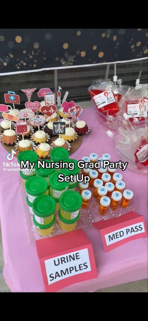 Nurse Graduation Party Food, Medical School Graduation Party Ideas, Medical School Graduation Party, Nurse Graduation Cap Designs, Graduation Party Ideas Decorations, Nurse Grad Parties, Nurse Graduation Party Decorations, Nursing School Graduation Pictures, Nursing School Graduation Party