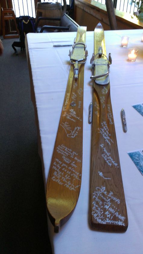 Ski House Decor, Guest Ideas, Ski Wedding, Bar Mitzvah Party, Western Style Wedding, Apres Ski Party, Unique Guest Book, Rustic Weddings, Unique Wedding Cakes