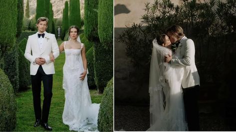 Millie Bobby Brown's Wedding Photos With Husband Jake Bongiovi Revealed https://iconichipster.com/millie-bobby-browns-wedding-photos-with-husband-jake-bongiovi-revealed/ #JakeBongiovi #MillieBobbyBrown #Wedding Brown Wedding Dress, Romantic Wedding Photos, Brown Wedding, Daylight Savings Time, Millie Bobby Brown, Bobby Brown, Hush Hush, Wedding Pics, Romantic Wedding