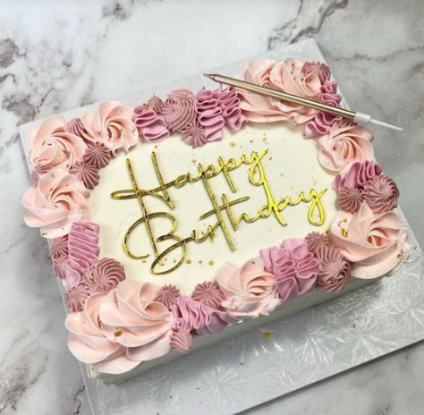 18th Birthday Cake Sheet Cake, 30th Birthday Sheet Cake For Women, 80th Birthday Sheet Cake Ideas, Rectangle Birthday Cake Ideas For Women, Birthday Sheet Cakes For Women Elegant, Rose Gold Sheet Cake, Square Cake Designs Birthday Women, Modern Sheet Cake, Birthday Sheet Cake For Women