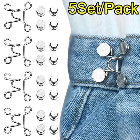 Just found this amazing item on AliExpress. Check it out! $1.30 | 5/1Set Extender Button Adjustable Waist Buckle Set Jean Button Pins Perfect Fit Instant for Tighten Waist Jeans No Sewing Button Detachable Pants, Tighten Waist, Sew Ins, Jeans Button, Waist Jeans, Sewing Tools, Sewing A Button, Sewing Notions, Top Sales