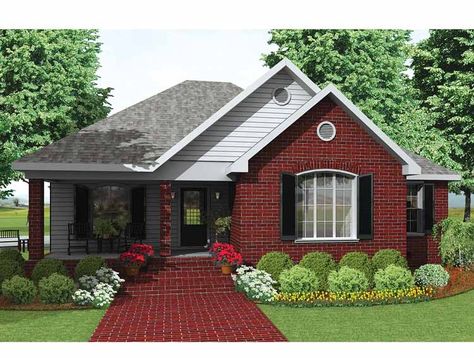 Traditional House Plan with 1600 Square Feet and 3 Bedrooms from Dream Home Source | House Plan Code DHSW54325 Small Brick House, Southern Cottage Homes, Southern Cottage, House Plans One Story, Monster House Plans, Farmhouse Style House Plans, Traditional House Plans, Craftsman House Plans, Country House Plans