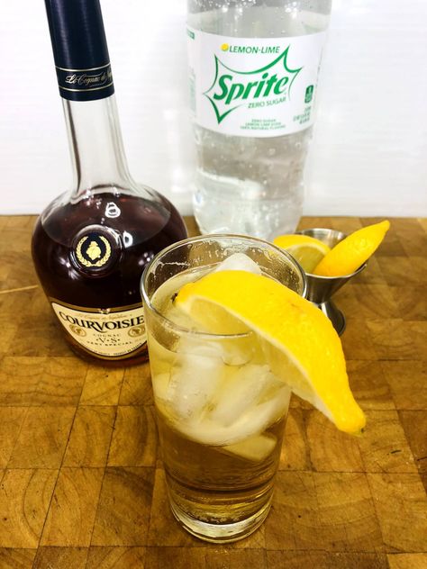 Cognac And Sprite: The KC Tea | Occasional Cocktails Sprite Cocktails, Sprite Cocktail, Bar Spoon, Lemon Wedge, Tea Recipe, Highball Glass, Cranberry Juice, How To Squeeze Lemons, Classic Food