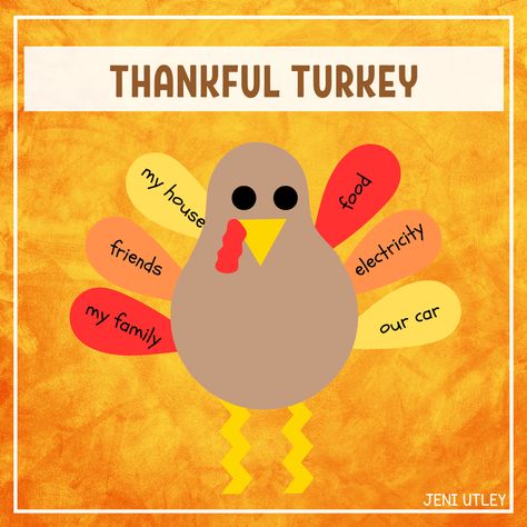 Thankful Turkey Activity: Teach Kids About Gratitude this Thanksgiving | Jeni Utley Preschool I Am Thankful For, Gratitude Turkey, Thankful Activities, Sensory Activities For Preschoolers, Turkey Activity, Thankful Turkey, Thanksgiving Activities For Kids, Curriculum Mapping, Counseling Resources